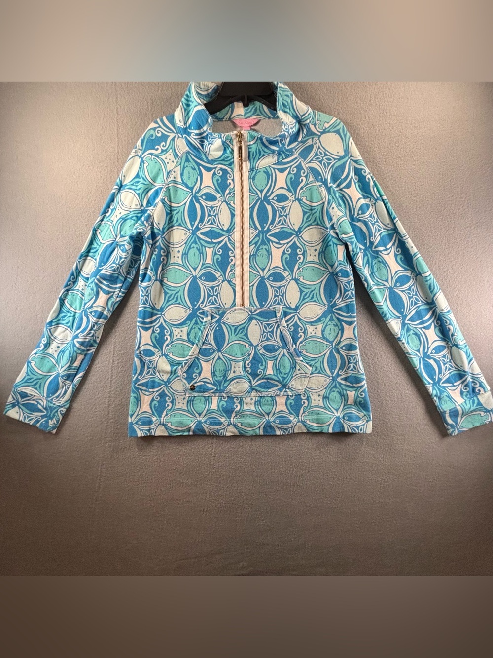 Lilly Pulitzer Skipper Popover Blue white half zip
